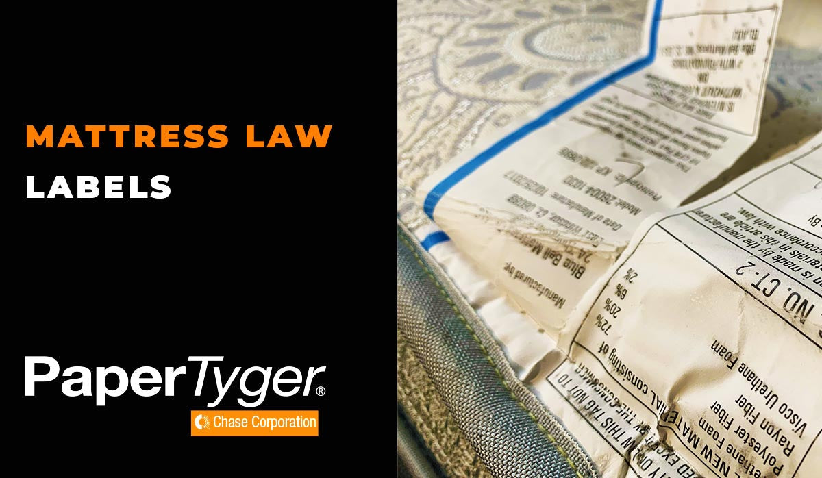 PaperTyger® Mattress Law Labels - 6mil, 39# bond, 146 GSM